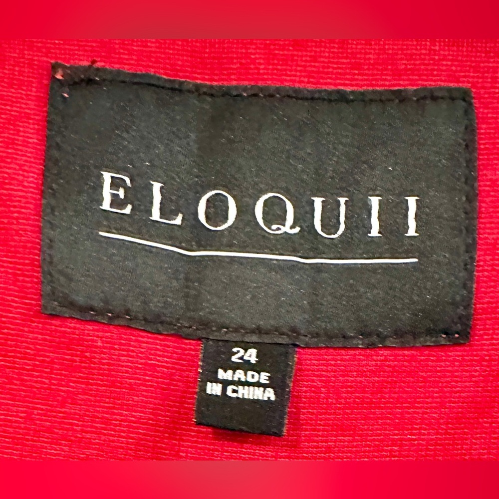 Eloquii Vibrant Red Zipper Jacket NEW Women’s Size 24 Gorgeous Ruffle Sleeves - Picture 2 of 6